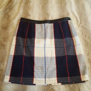 Merona plaid/ tartan leather trimmed pencil skirt